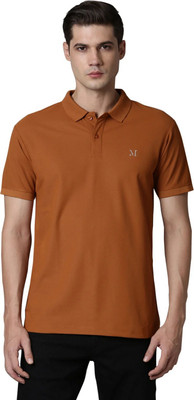Maxzone Solid Men Polo Neck Orange T-Shirt