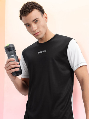 HRX by Hrithik Roshan Colorblock Men Round Neck Black T-Shirt