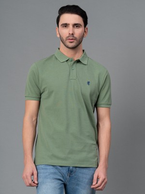 RED TAPE Solid Men Polo Neck Green T-Shirt