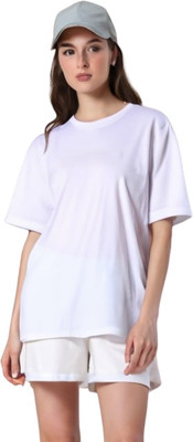 EZCLOTHING Solid Women Round Neck White T-Shirt