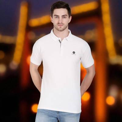 FARICON Solid Men Round Neck White T-Shirt