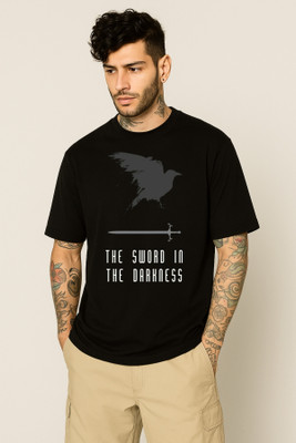 Be Crazyy Printed Men Round Neck Black T-Shirt