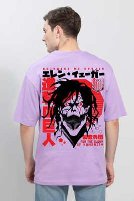 clickwell Printed Men Round Neck Purple T-Shirt