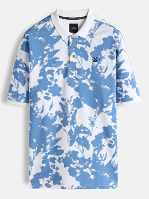 WROGN Printed Men Polo Neck White T-Shirt