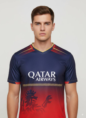 Smv Printed Men V Neck Red T-Shirt