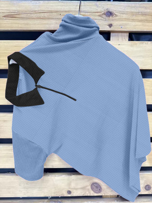 KAJARU Self Design Men Polo Neck Light Blue T-Shirt