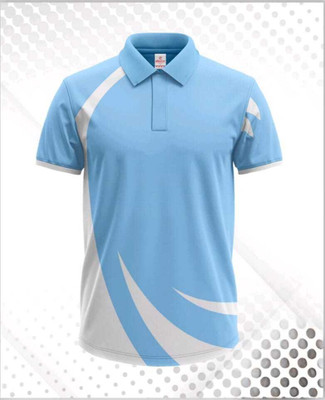 DIAMOND CLUSTER Colorblock Men Polo Neck Light Blue T-Shirt