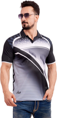 FABWAX Printed Men Polo Neck Multicolor T-Shirt