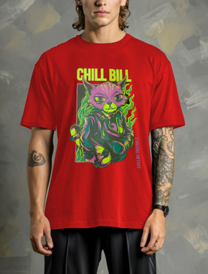 etsun Graphic Print Men Round Neck Red T-Shirt