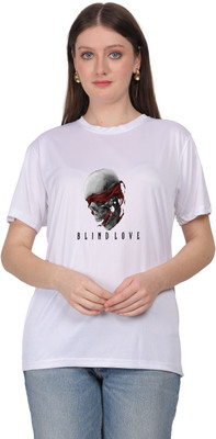SAURABHQ Printed Women Round Neck White T-Shirt