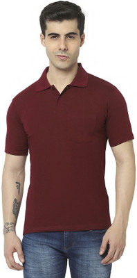 TT Solid Men Polo Neck Maroon T-Shirt