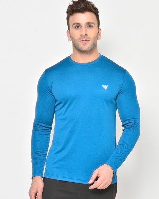 AMSHA Solid Men Round Neck Light Blue T-Shirt