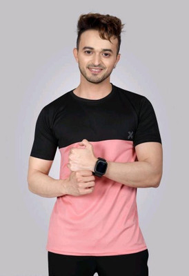 JILANI TRADERS Solid Men Round Neck Pink T-Shirt