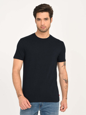 LEVI'S Solid Men Crew Neck Black T-Shirt