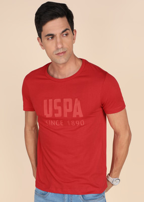 U.S. POLO ASSN. Printed Men Round Neck Red T-Shirt
