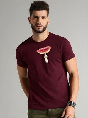 SZN Graphic Print Men Round Neck Maroon T-Shirt