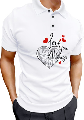 dhaari by unique creation Printed Men Polo Neck White T-Shirt