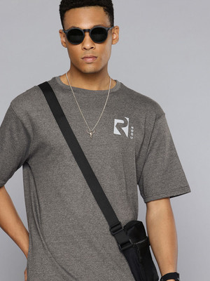 R.Code by The Roadster Life Co. Self Design Men Round Neck Grey T-Shirt