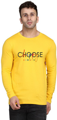 TEEFOX Printed, Typography Men Round Neck Yellow T-Shirt