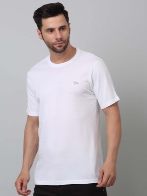 Trend Level Solid Men Round Neck White T-Shirt