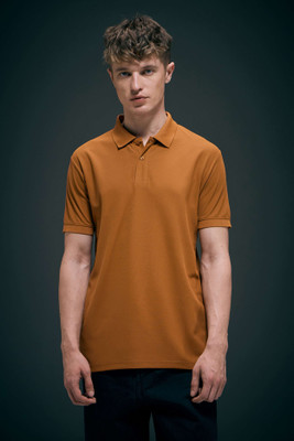 Maxzone Solid Men Polo Neck Orange T-Shirt
