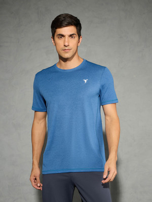 TECHNOSPORT Self Design Men Crew Neck Blue T-Shirt