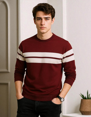Autna Solid Men Round Neck Maroon T-Shirt