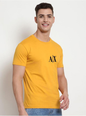 sms creation Printed Men Round Neck Yellow T-Shirt