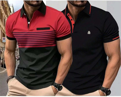 Bliss Bell Solid Men Polo Neck Multicolor T-Shirt