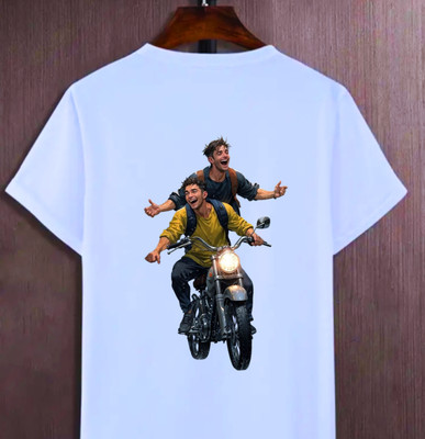 MixCot Printed Men Round Neck White T-Shirt