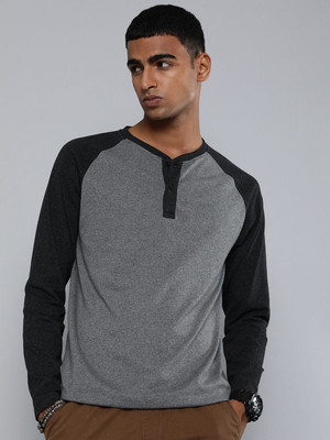 R.Code by The Roadster Life Co. Colorblock Men Round Neck Grey T-Shirt