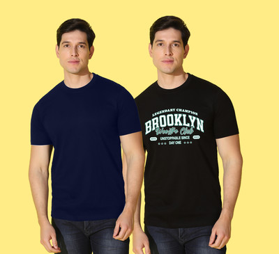 WOOSTRO Graphic Print, Solid Men Round Neck Multicolor T-Shirt