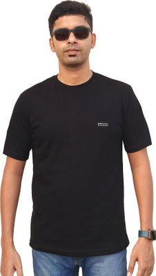 R5000 Solid Men Round Neck Black T-Shirt