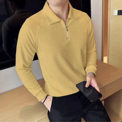 KEX Self Design Men Polo Neck Beige T-Shirt