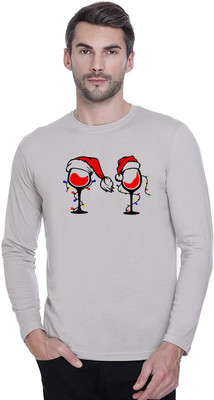 LV CARE Printed Men Round Neck Grey T-Shirt