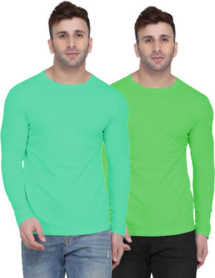 Kroptee Solid Men Round Neck Light Green, Green T-Shirt