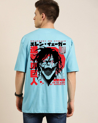 Clickwell Trend Printed Men Round Neck Blue T-Shirt