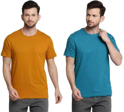 VAN HEUSEN Solid Men Round Neck Multicolor T-Shirt