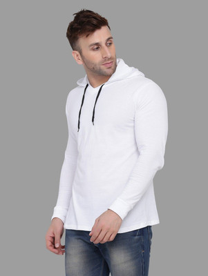tfurnish Solid Men Hooded Neck White T-Shirt