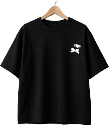 Buddy Collection Graphic Print, Typography Women Round Neck Black T-Shirt