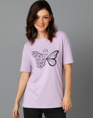 ADIXUS Graphic Print Women Round Neck Purple T-Shirt