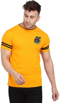 tfurnish Printed Men Round Neck Yellow T-Shirt