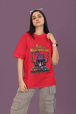 syom Graphic Print Women Round Neck Red T-Shirt