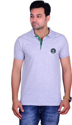 Cousin's Solid Men Polo Neck Purple T-Shirt