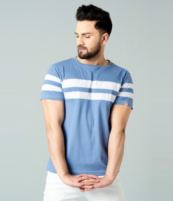 Roden Striped Men Round Neck Blue T-Shirt