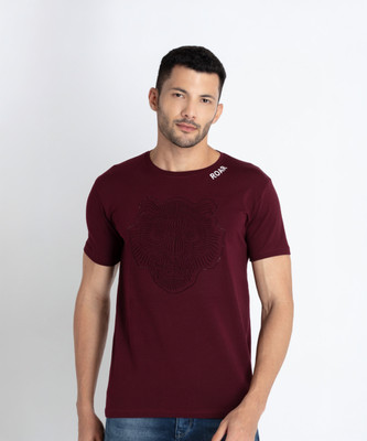 Status Quo Solid Men Round Neck Red T-Shirt