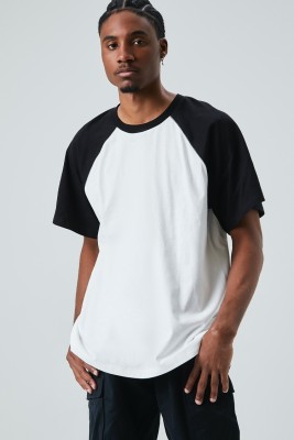 FOREVER 21 Colorblock Men Round Neck White T-Shirt