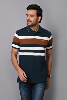 Arbour Striped Men Polo Neck Multicolor T-Shirt