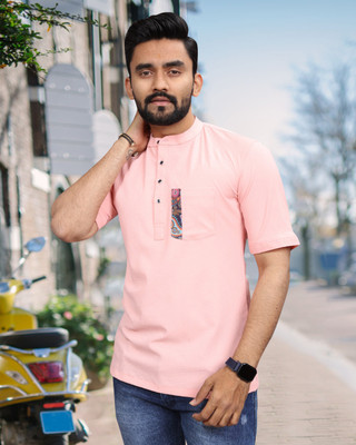 METRONAUT Solid Men Round Neck Pink T-Shirt