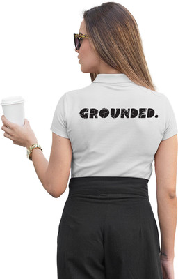 Fighterhero Printed Women Polo Neck White T-Shirt